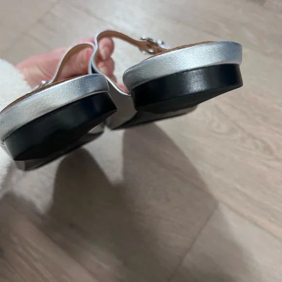 Naturalizer Apple Mary Jane Mules Metallic Silver Buckle 10 - Picture 7 of 8